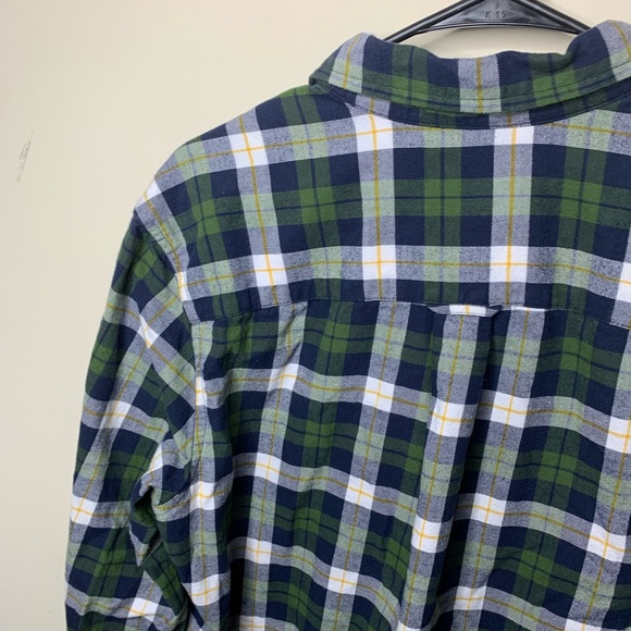 Saddlebred Flannel Button Down Shirt Green Yellow - Picture 10 of 12